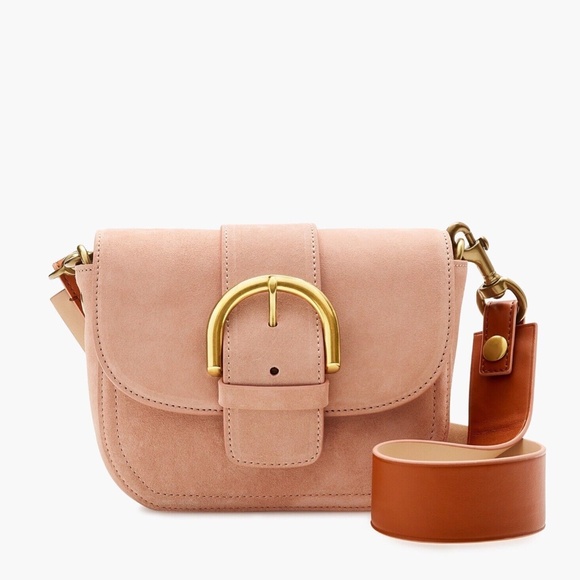 J. Crew Handbags - New J.CREW Crossbody Buckle Bag in Italian Suede in Blush Pink